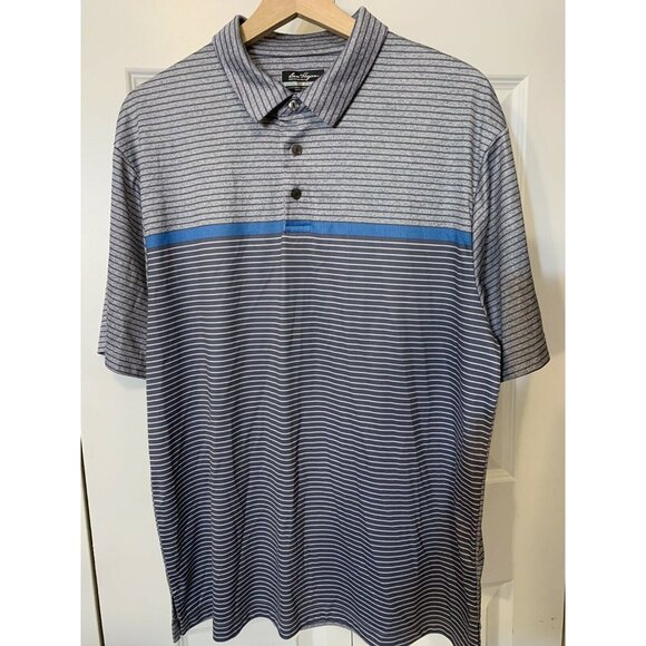 Ben Hogan Performance Polo Mens Casual Shirt White Short Sleeve‎ Sz L Gray Blue - Picture 3 of 8